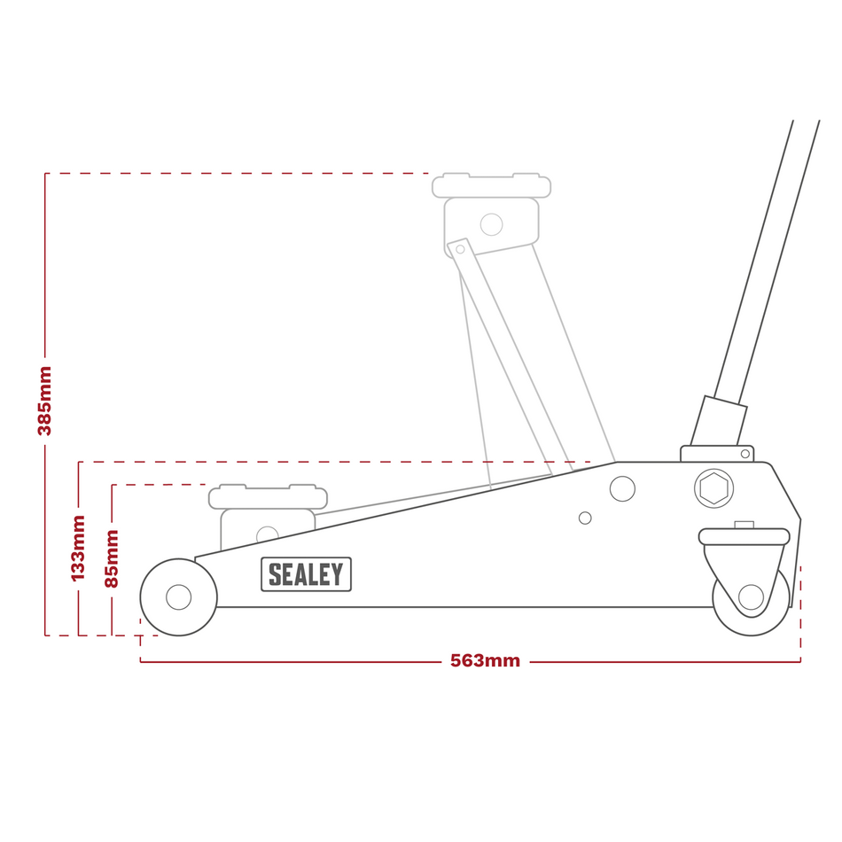 1020LEBAGCOMBO Low Entry Short Chassis Trolley Jack & Accessories Bag Combo 2 Tonne - Red