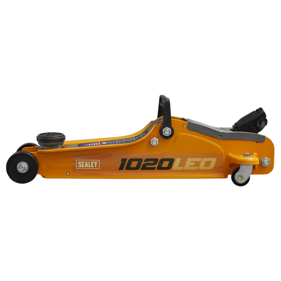 1020LEO Low Profile Short Chassis Trolley Jack 2 Tonne - Orange