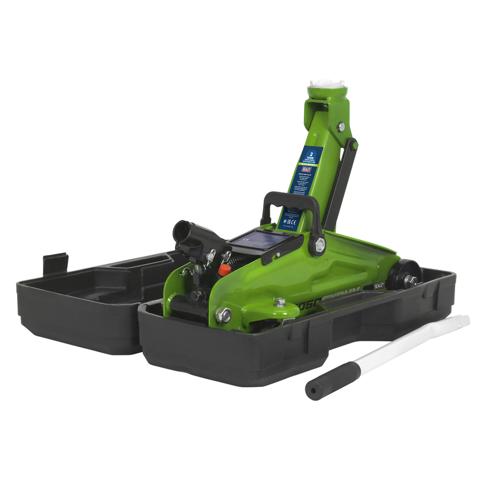 1050CXDHV Short Chassis Trolley Jack with Storage Case 2 Tonne - Green