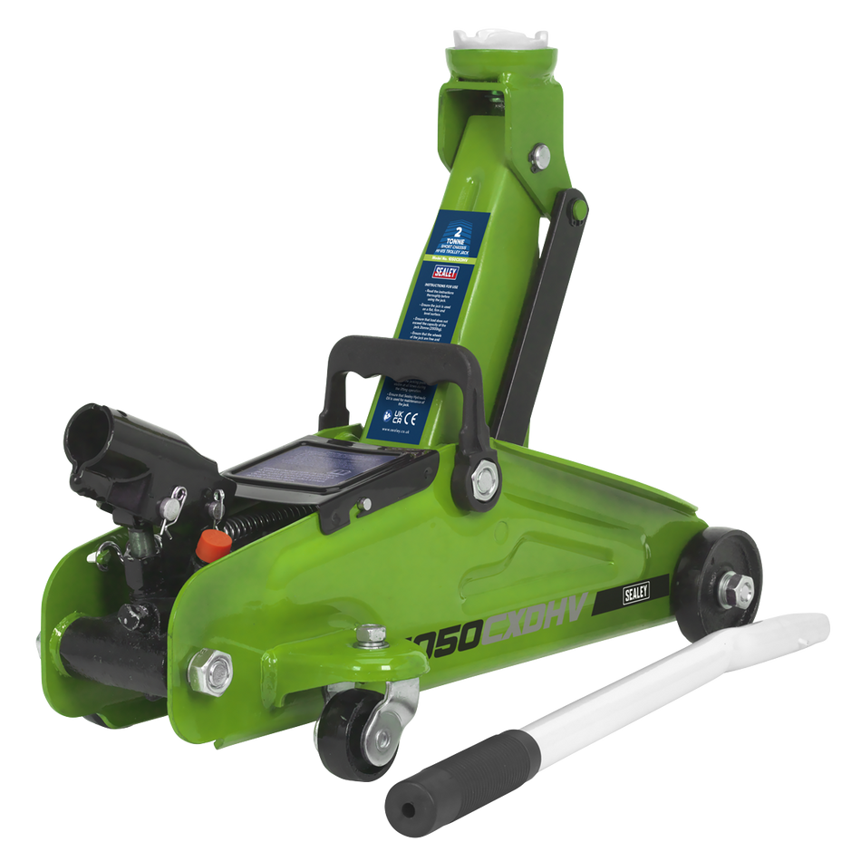 1050CXDHV Short Chassis Trolley Jack with Storage Case 2 Tonne - Green