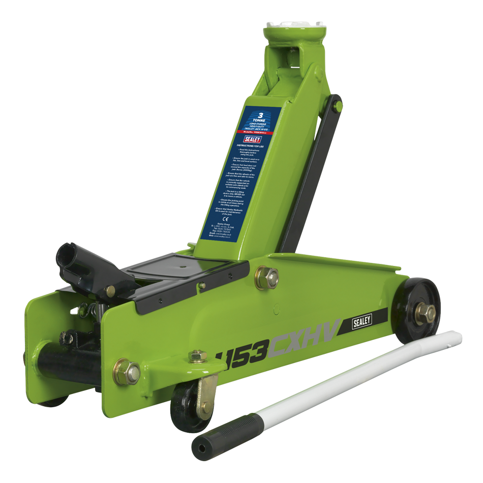 1153CXHV Heavy-Duty Long Reach Trolley Jack 3 Tonne - Green