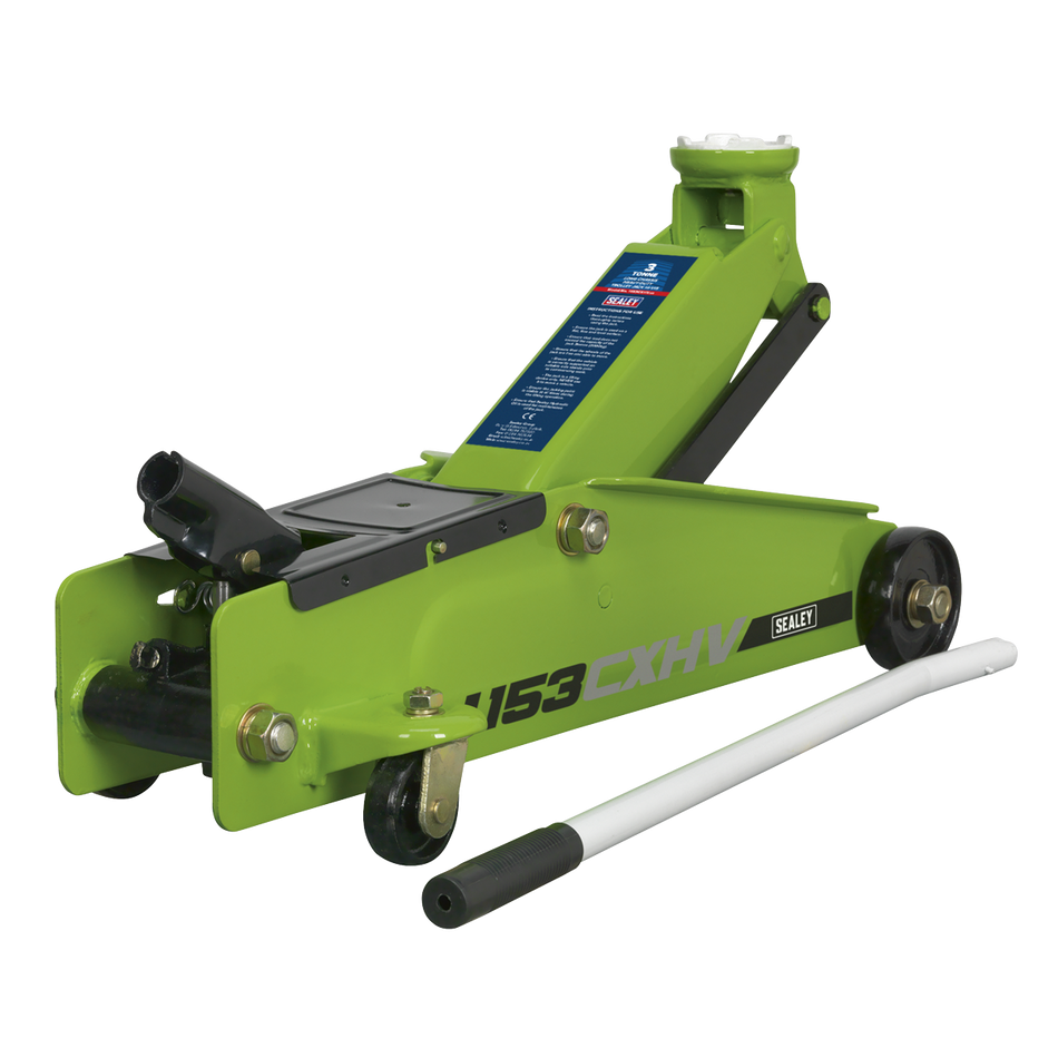 1153CXHV Heavy-Duty Long Reach Trolley Jack 3 Tonne - Green