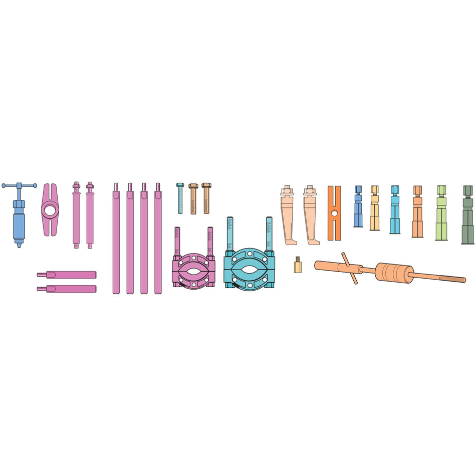 Hydraulic Internal Extractor Puller & Separator Kits with Slide Hammer on Panel