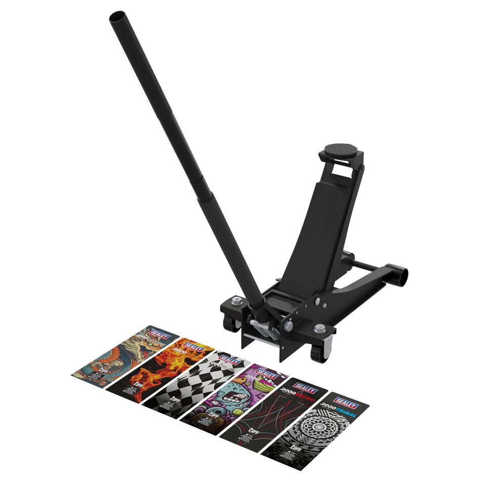 2000CB Low Entry Custom Design Trolley Jack with Rocket Lift 2 Tonne - Black