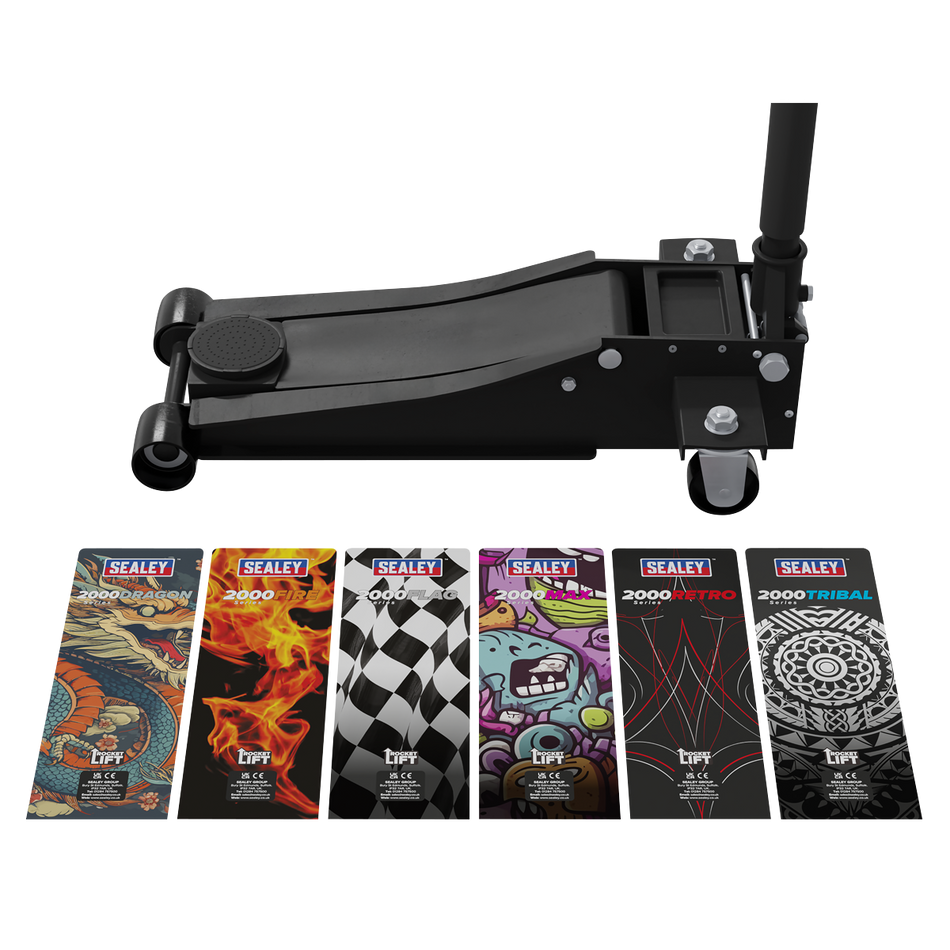 2000CB Low Entry Custom Design Trolley Jack with Rocket Lift 2 Tonne - Black