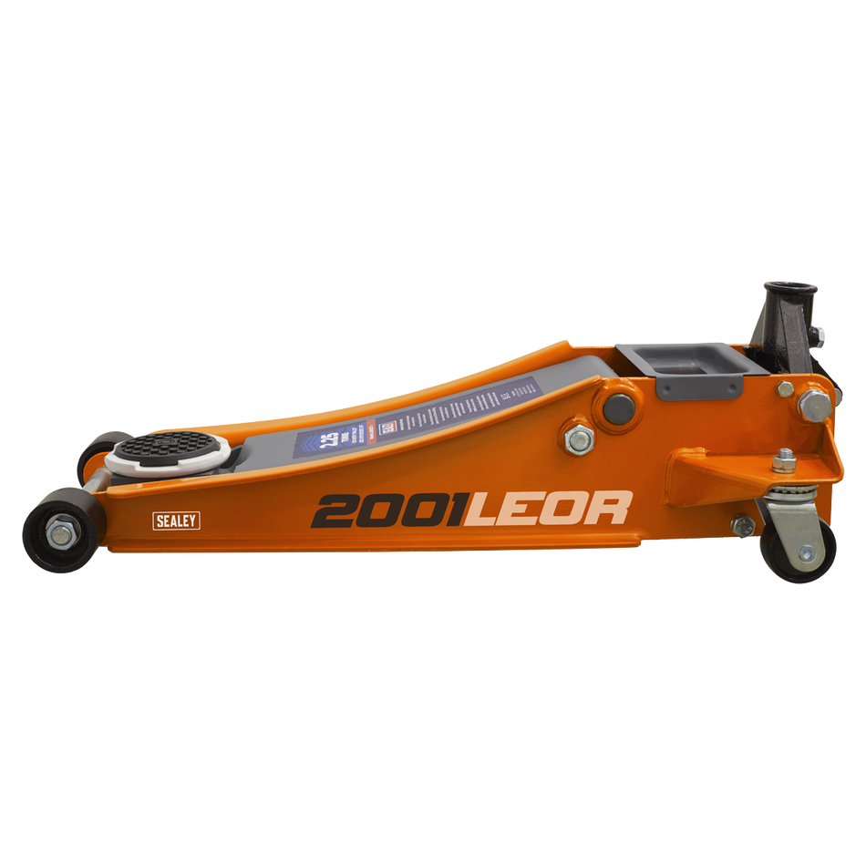 2001LEOR Low Profile Trolley Jack with Rocket Lift 2.25 Tonne - Orange