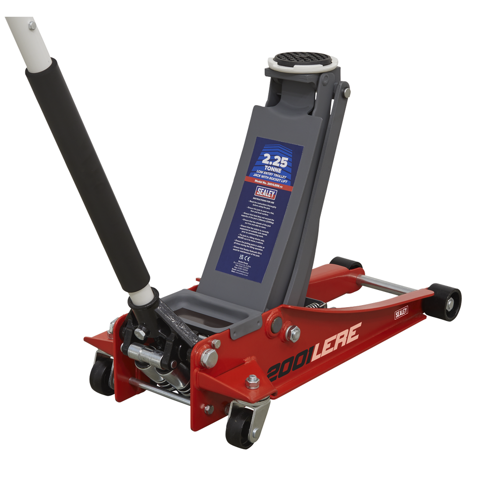 2001LERE Low Profile Trolley Jack with Rocket Lift 2.25 Tonne - Red