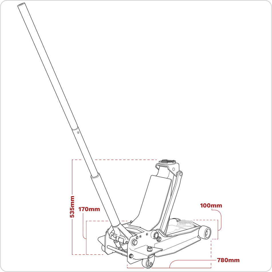 3000SER Low Profile Trolley Jack with Rocket Lift 3 Tonne
