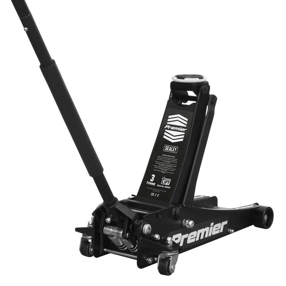 3040AB Premier Low Profile Trolley Jack with Rocket Lift 3 Tonne - Black