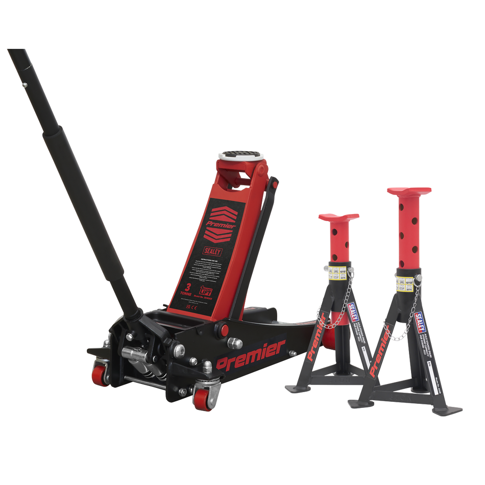 3040ARCOMBO Trolley Jack 3 Tonne & Axle Stands (Pair) 3 Tonne per Stand Combo