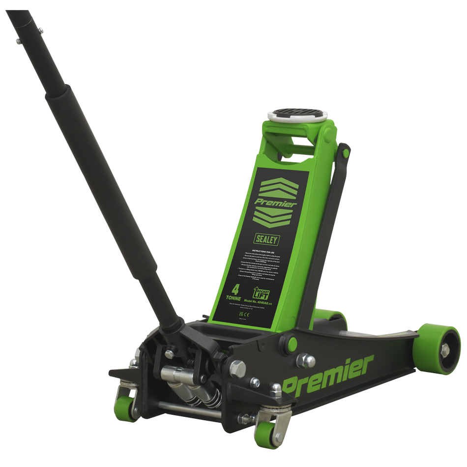 4040AG Premier Low Profile Trolley Jack with Rocket Lift 4 Tonne - Green