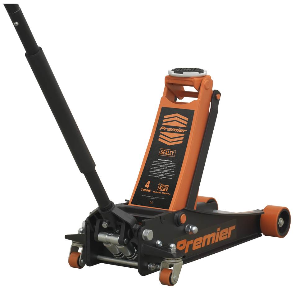 4040AO Premier Low Profile Trolley Jack with Rocket Lift 4 Tonne - Orange