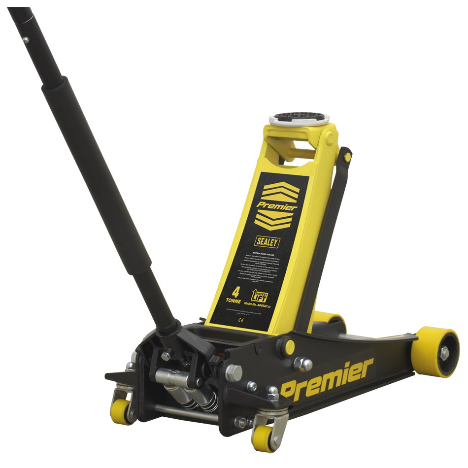 4040AY Premier Low Profile Trolley Jack with Rocket Lift 4 Tonne - Yellow