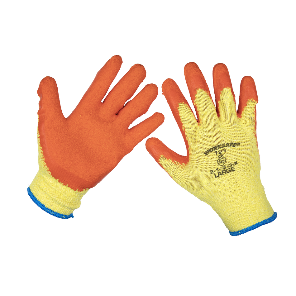 9121L/B120 Worksafe Super Grip Knitted Gloves with Latex Palm Large (Pack 120)