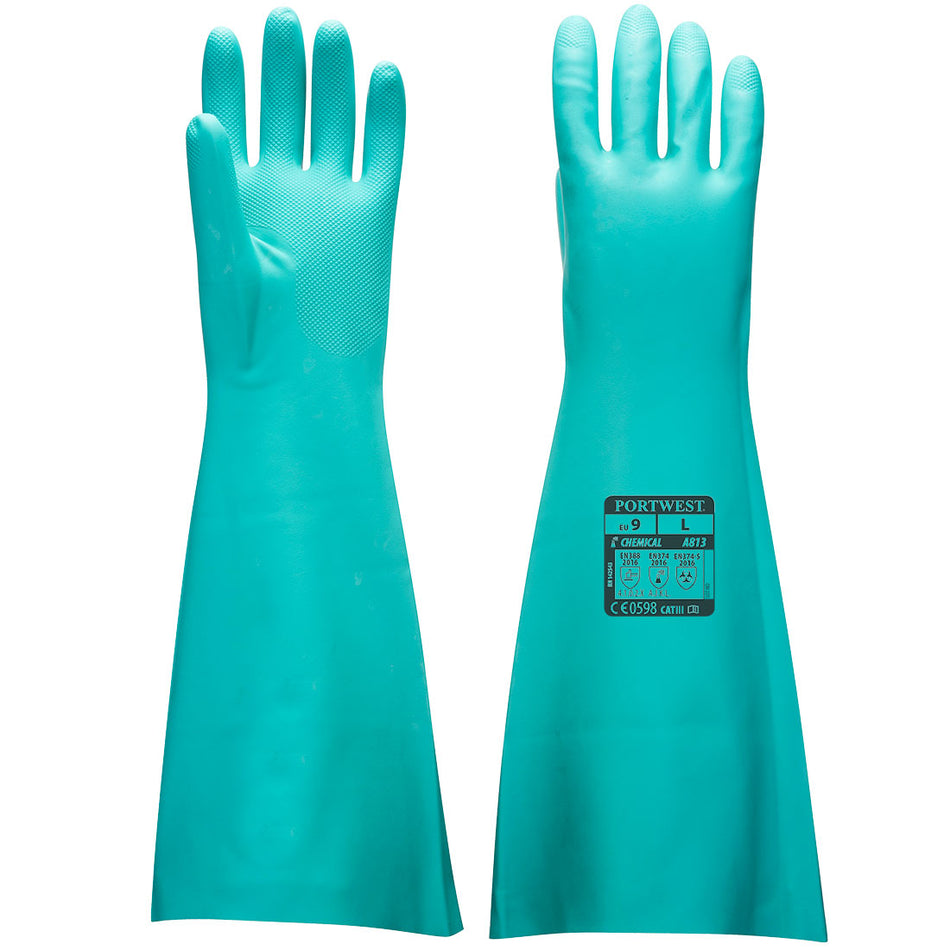 A813 Chem 480 Nitrile Extended Gauntlet XXL Green