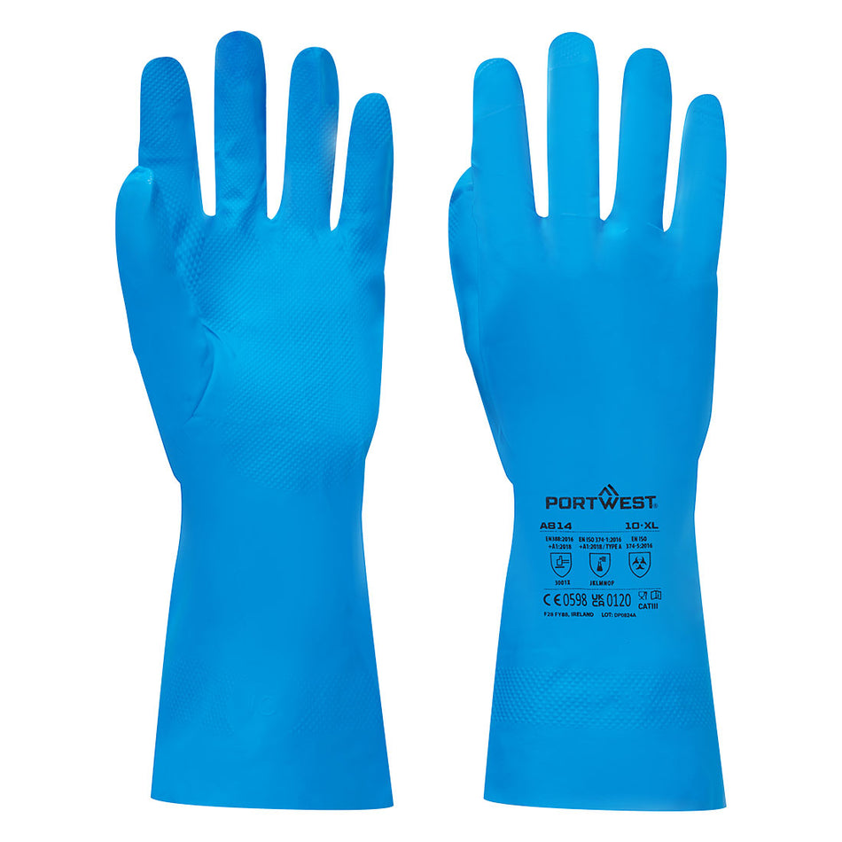 A814 Chem 330 Nitrile Food Gauntlet XL Blue