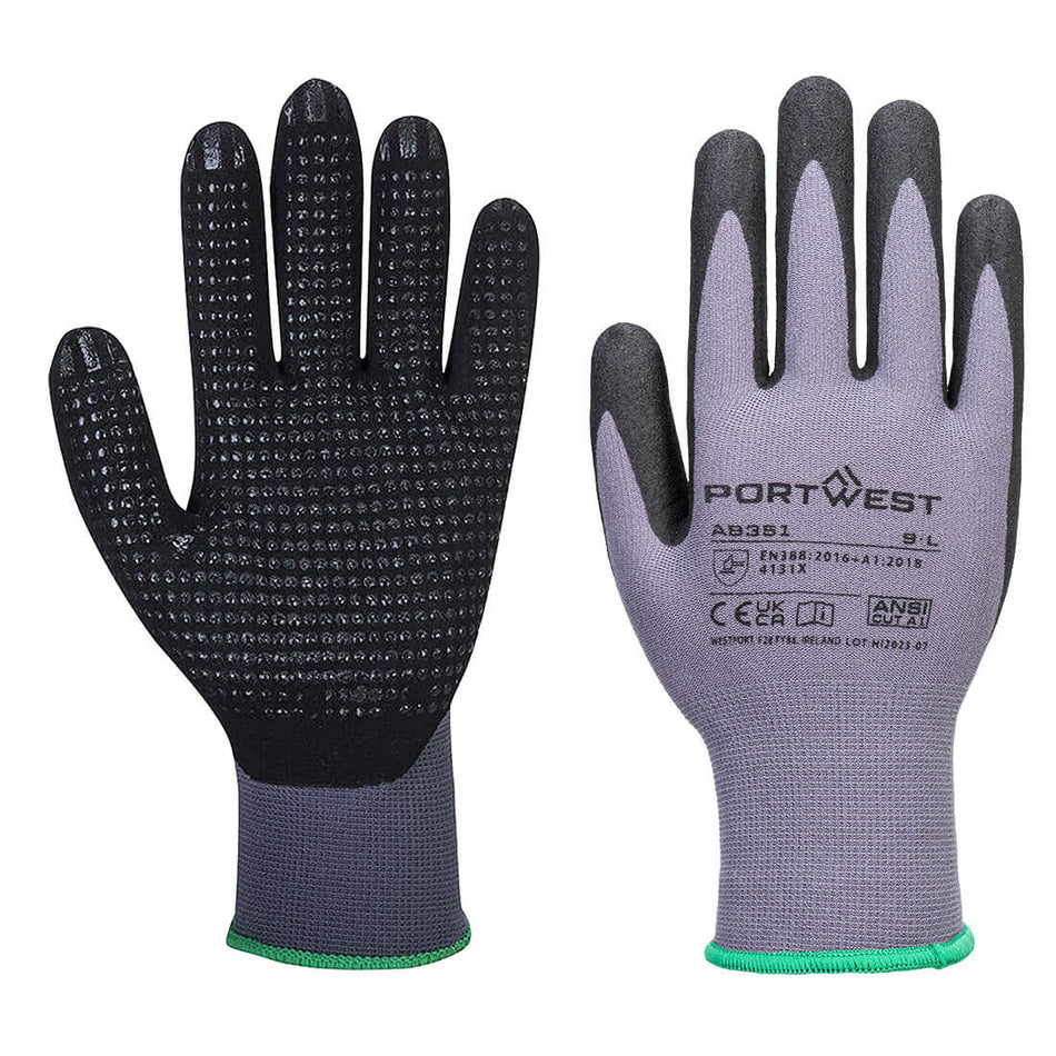AB351 Grip 15 Nitrile Sandy Dotted XL Grey/Black  (Pack 12)