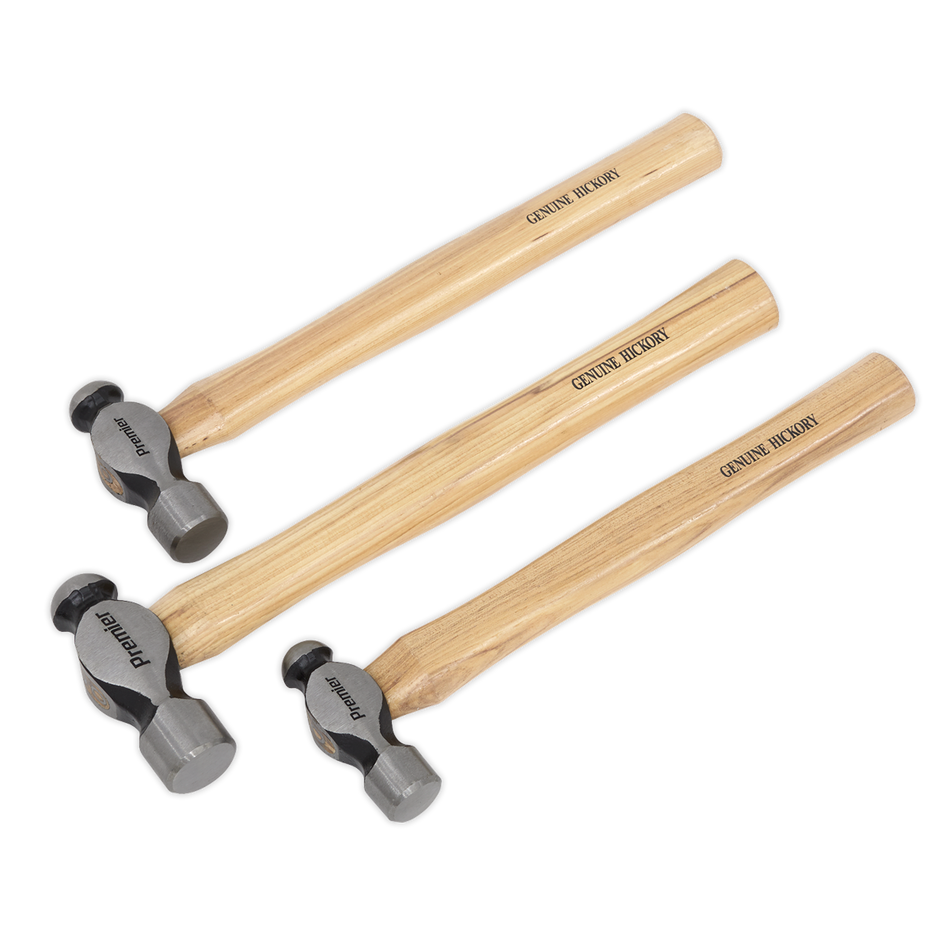 AK203 Premier Ball Pein Hammer Set 3pc Hickory Shafts