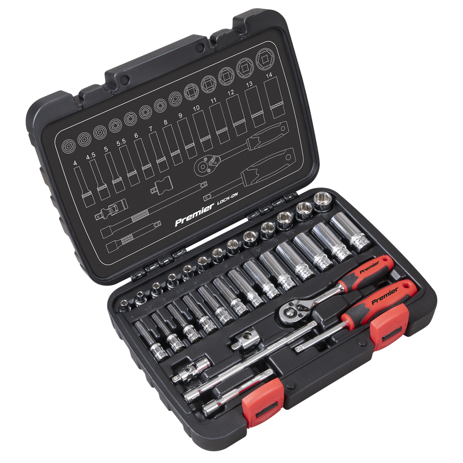 AK27480 Lock-On Socket Set 1/4"Sq Drive 32pc