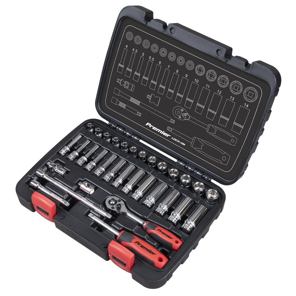 AK27480 Lock-On Socket Set 1/4"Sq Drive 32pc