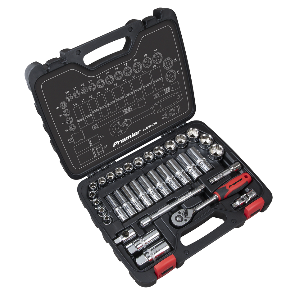 AK27481 Premier Lock-On Socket Set 3/8"Sq Drive 34pc