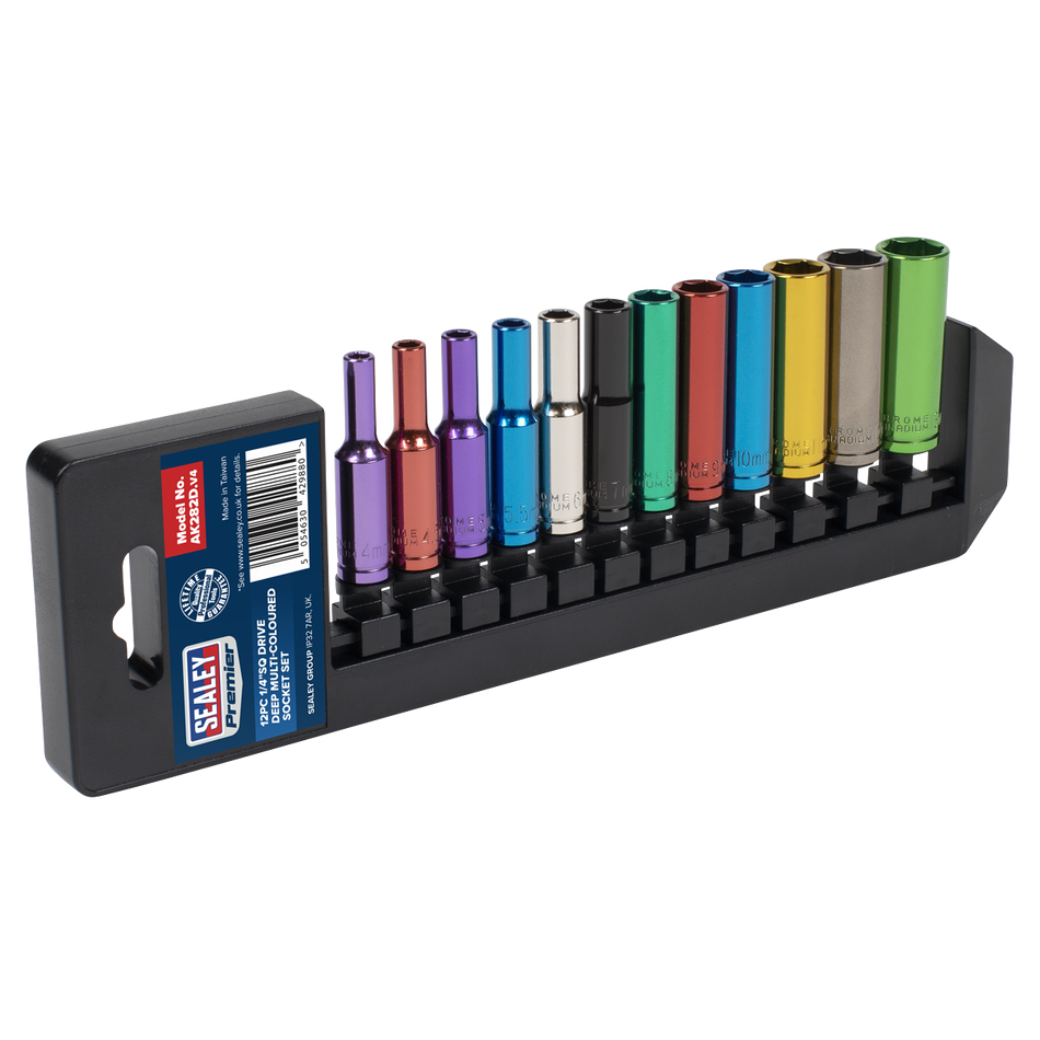 AK282D Premier Deep Multi-Coloured Socket Set 1/4"Sq Drive 12pc