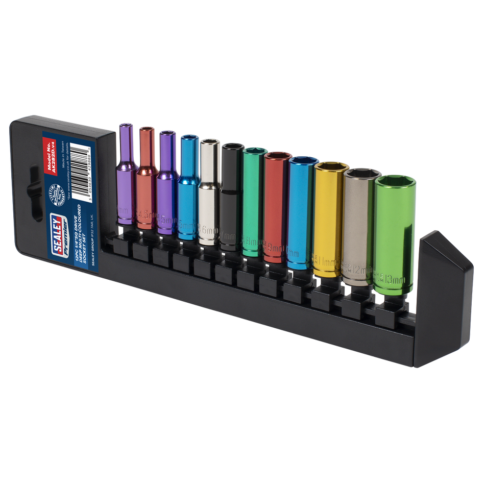 AK282D Premier Deep Multi-Coloured Socket Set 1/4"Sq Drive 12pc