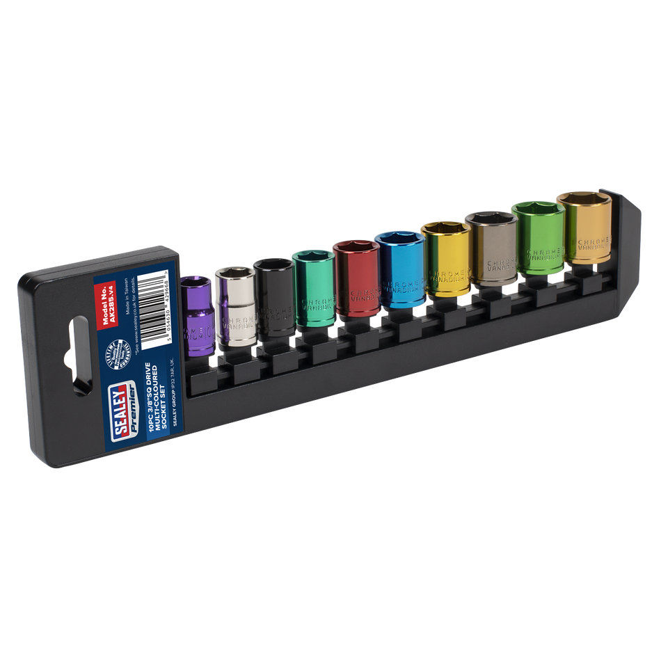 AK285 Premier Multi-Coloured Socket Set 3/8"Sq Drive 10pc