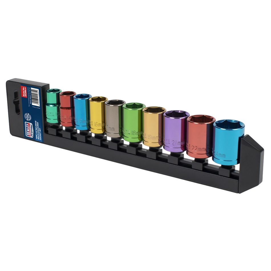AK288 Premier Multi-Coloured Socket Set 1/2"Sq Drive 10pc
