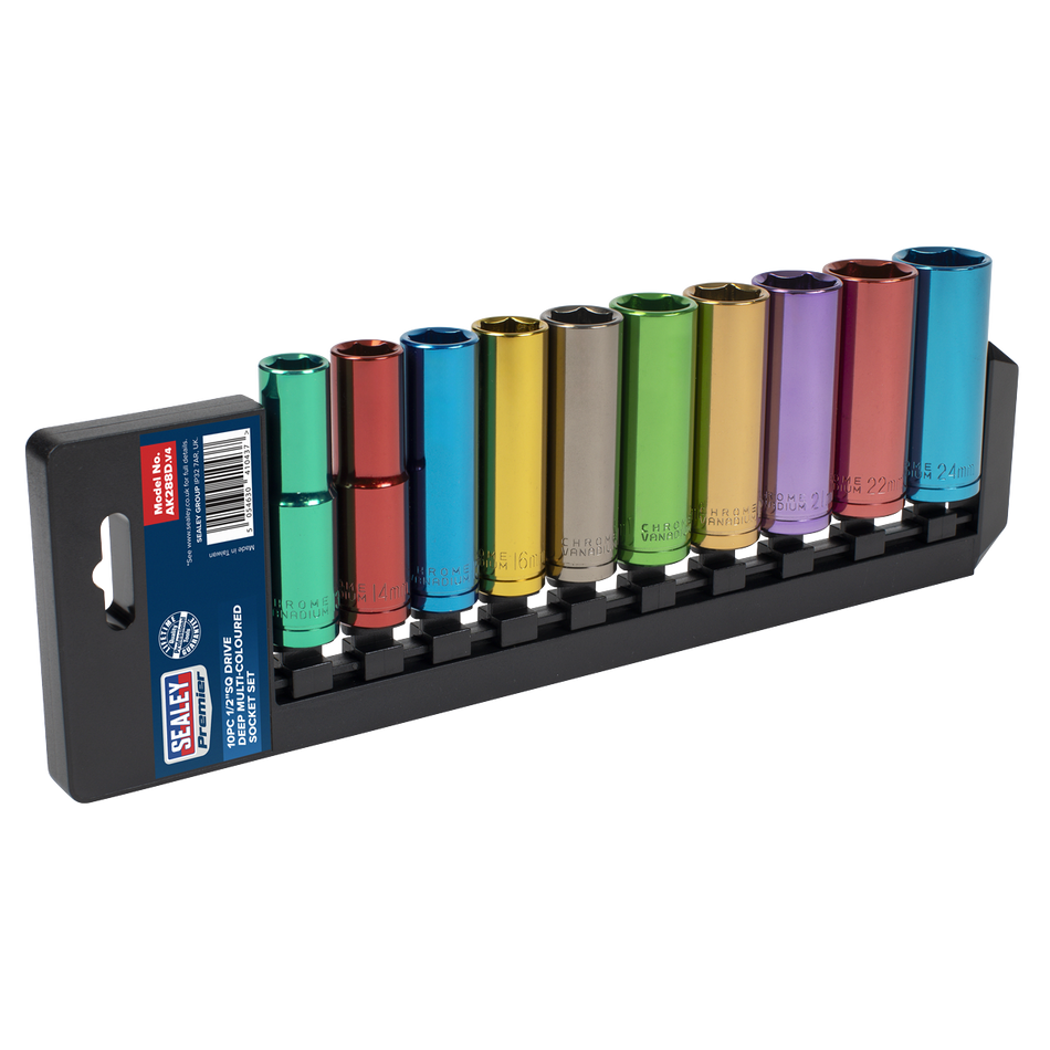 AK288D Premier Deep Multi-Coloured Socket Set 1/2"Sq Drive 10pc