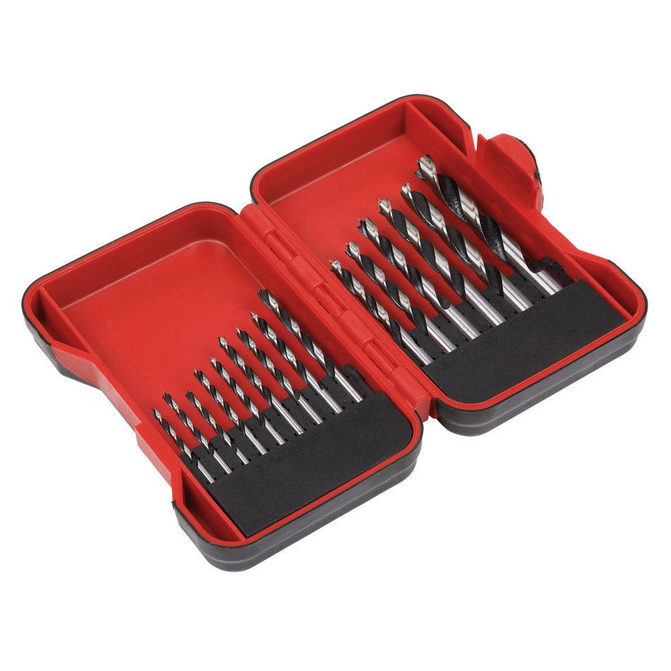 AK3715W Brad Point Wood Drill Bit Set 15pc