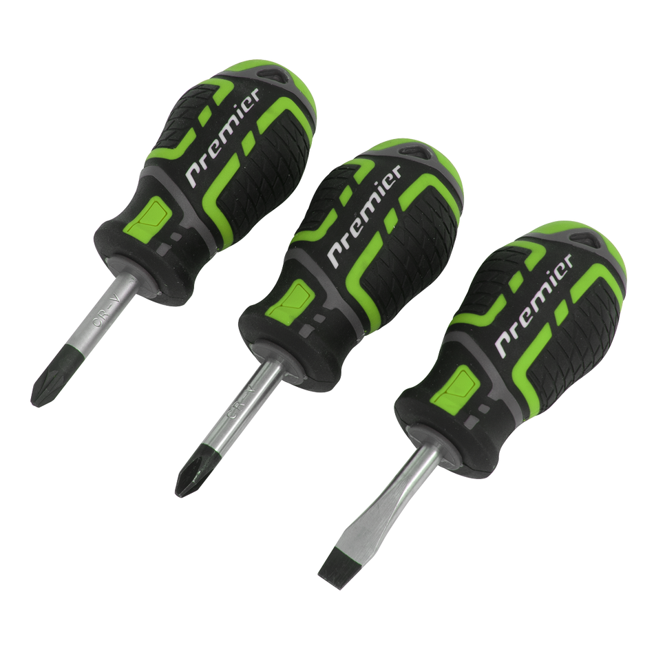 AK4328HV Premier GripMAX Stubby Screwdriver Set 3pc - Hi-Vis Green