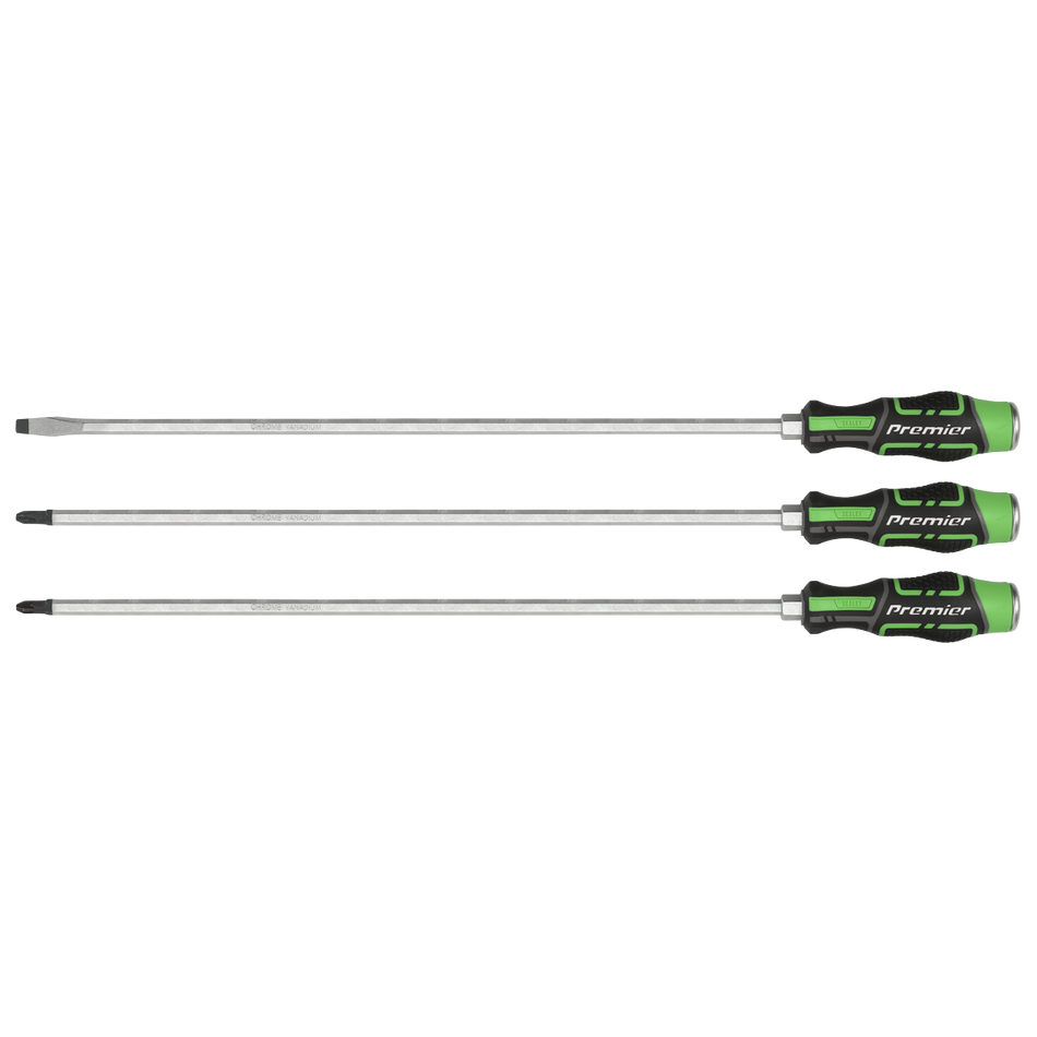 AK4942HV Premier Extra-Long Hammer-Thru Screwdriver Set 450mm 3pc - Hi-Vis Green