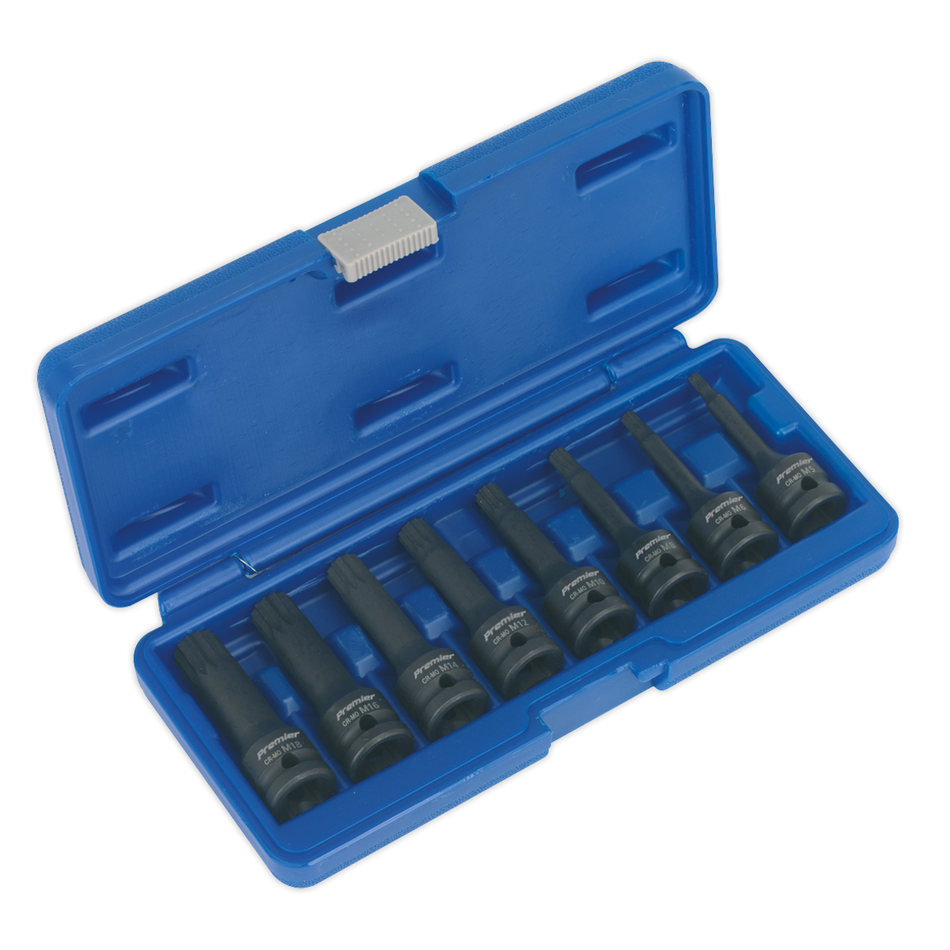 AK5604 Premier Spline Impact Socket Bit Set 1/2"Sq Drive 8pc