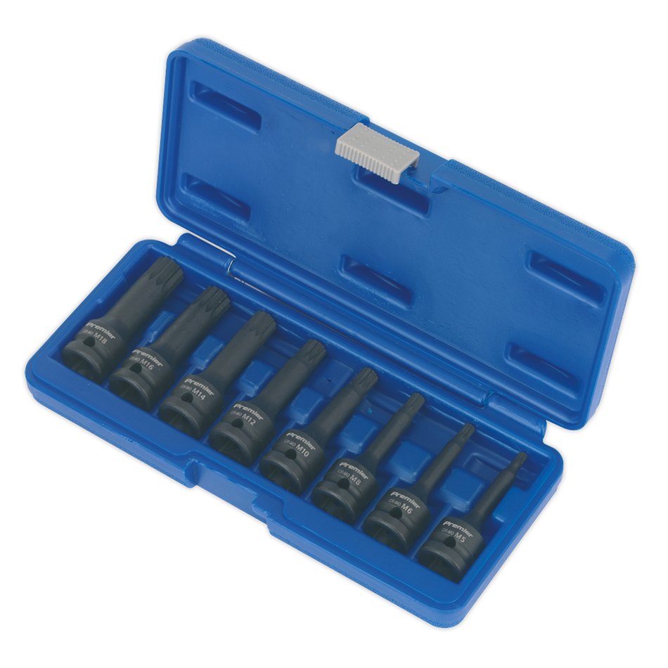 AK5604 Premier Spline Impact Socket Bit Set 1/2"Sq Drive 8pc