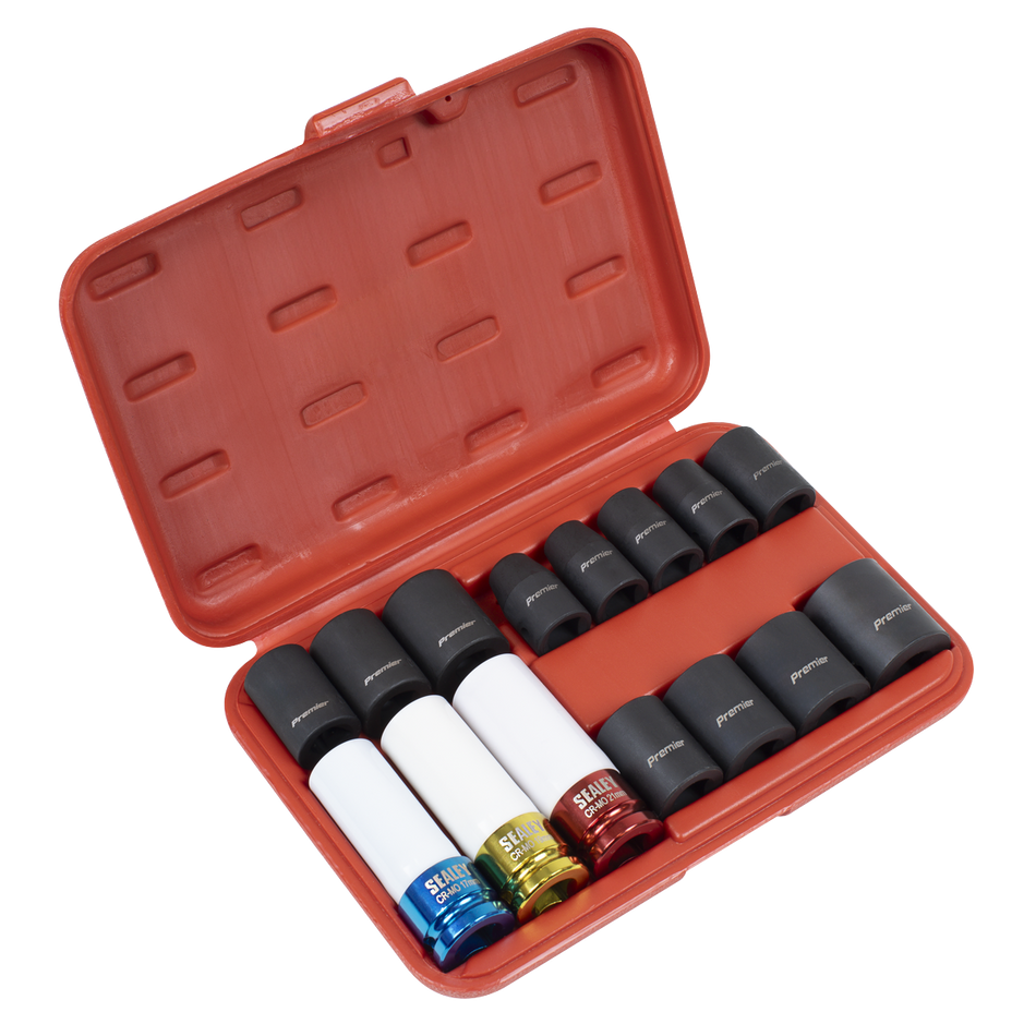 AK5615M Premier Impact Socket & Wheel Nut Removal Set 1/2"Sq Drive 15pc