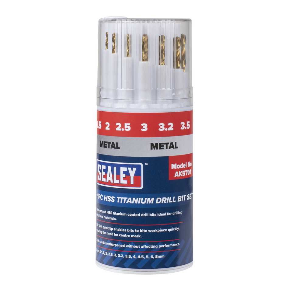 AK5701 HSS Titanium Drill Bit Set 11pc