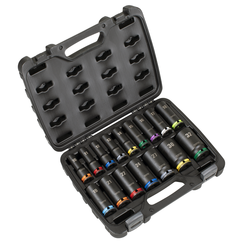 AK58170M Lock-On Deep Impact Socket Set 1/2"Sq Drive 16pc