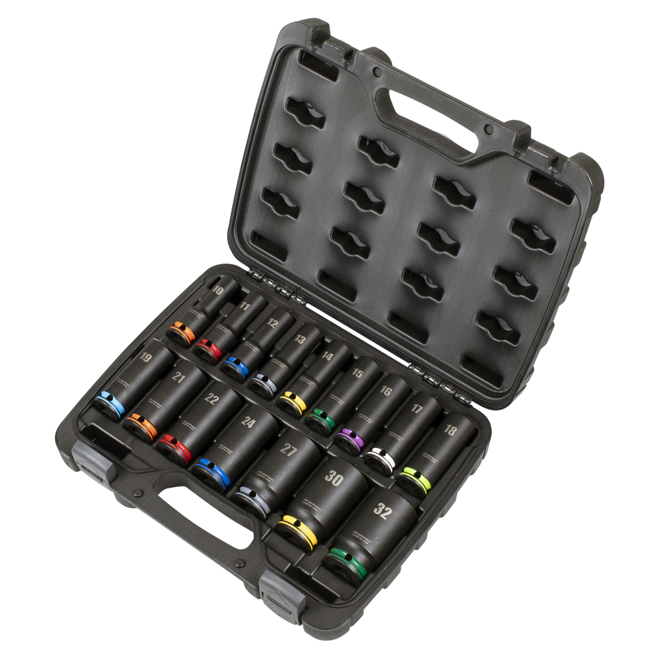 AK58170M Lock-On Deep Impact Socket Set 1/2"Sq Drive 16pc