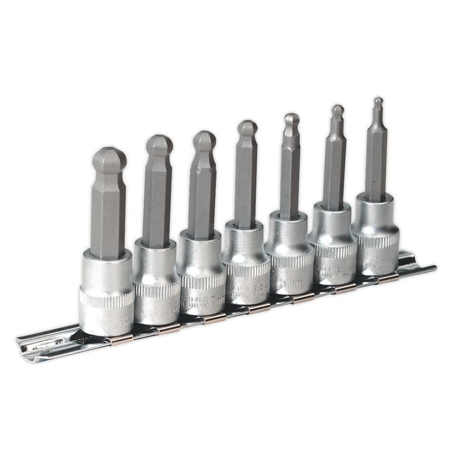 AK621 Premier Ball-End Hex Socket Bit Set 3/8"Sq Drive 7pc