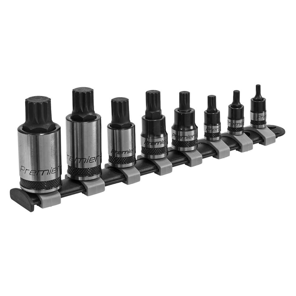 AK6214B Premier Black Spline Socket Bit Set 1/4" 3/8" & 1/2"Sq Drive 8pc