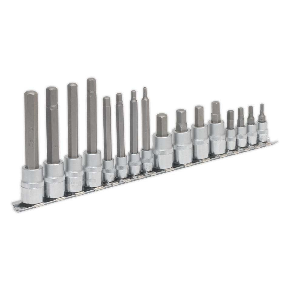 AK6219 Premier Hex Socket Bit Set 1/4" & 3/8"Sq Drive 16pc