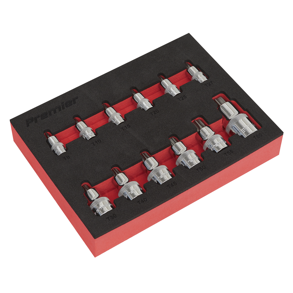 AK6245 Premier Stubby TRX-Star* Socket Bit Set 1/4" 3/8" & 1/2"Sq Drive 12pc