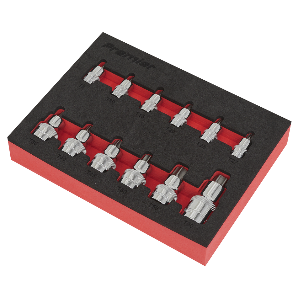 AK6245 Premier Stubby TRX-Star* Socket Bit Set 1/4" 3/8" & 1/2"Sq Drive 12pc