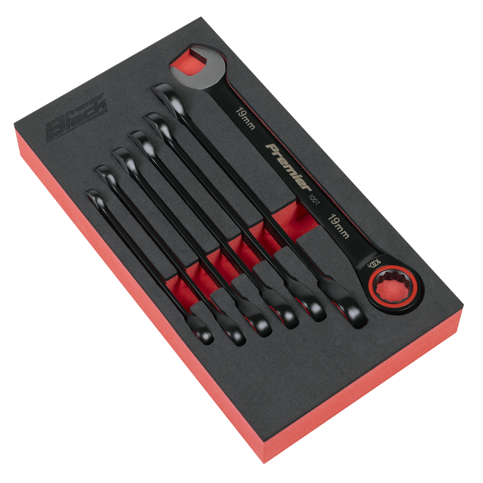 AK63941B Premier Black Combination Ratchet Spanner Set 7pc