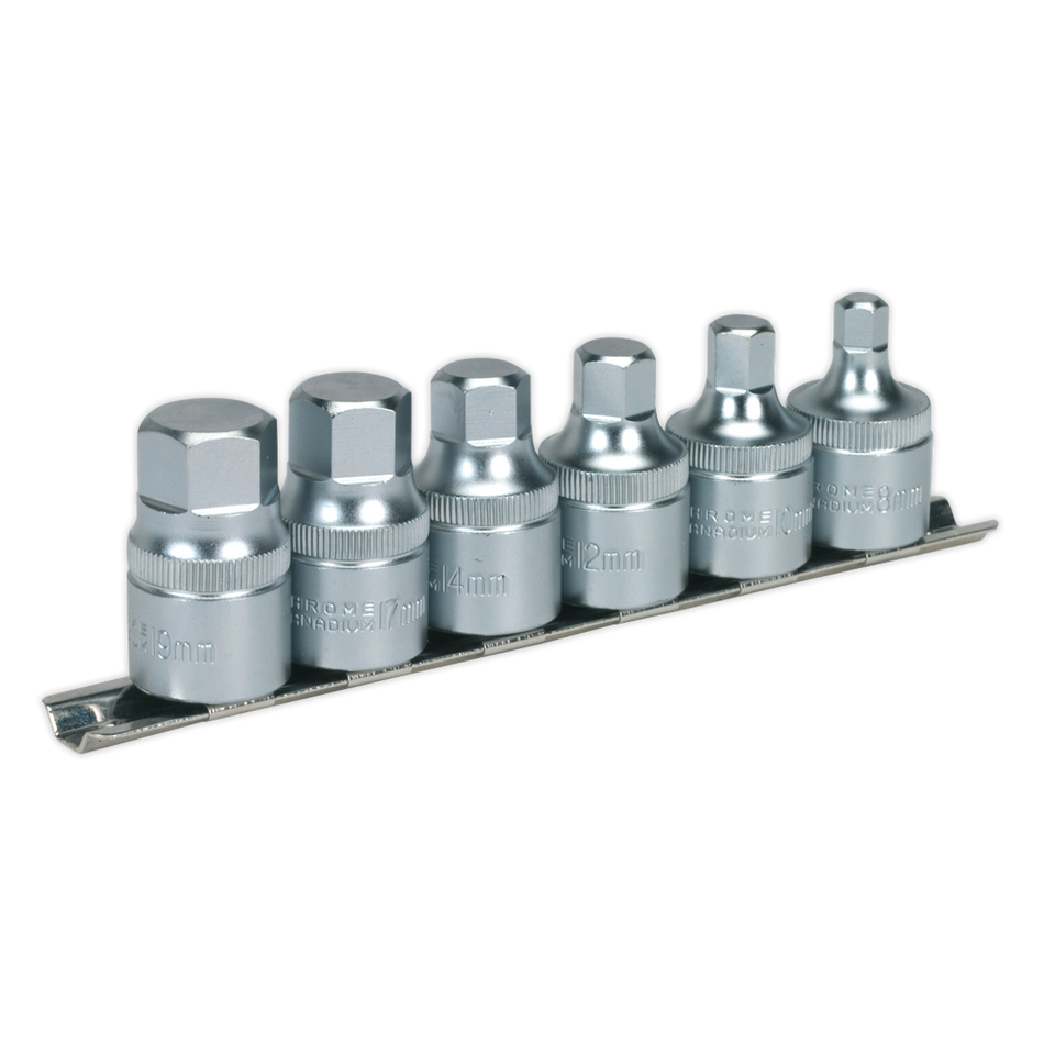 AK6561 Premier Stubby Hex Socket Bit Set with Rail 1/2"Sq Drive 6pc