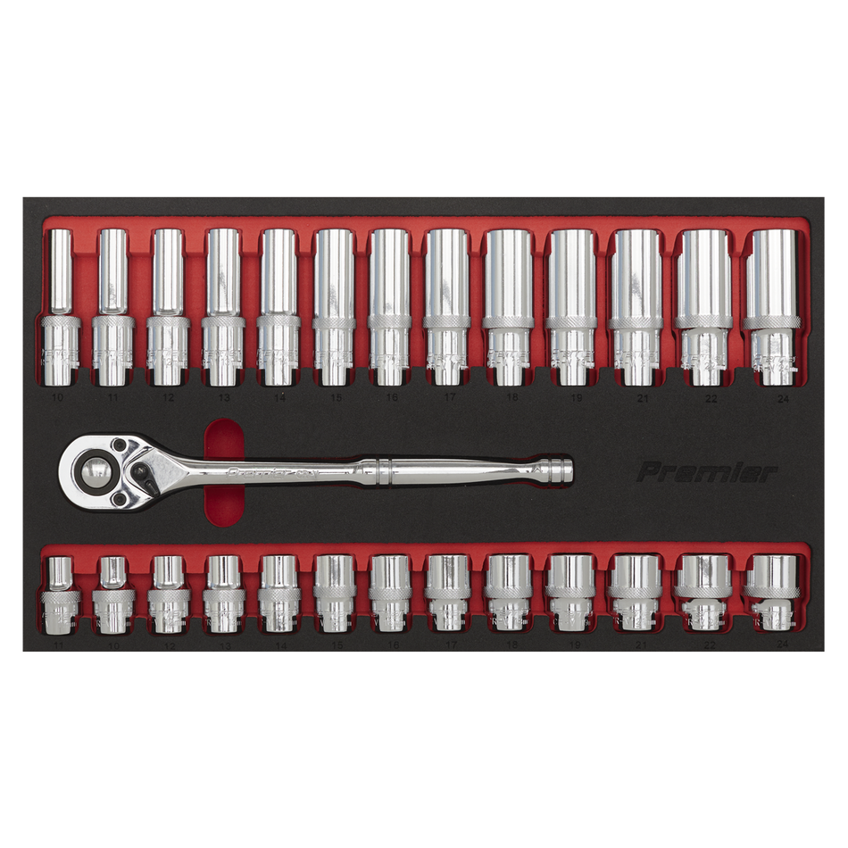 AK66723 Premier Ratchet Wrench & Socket Set 1/2"Sq Drive 27pc