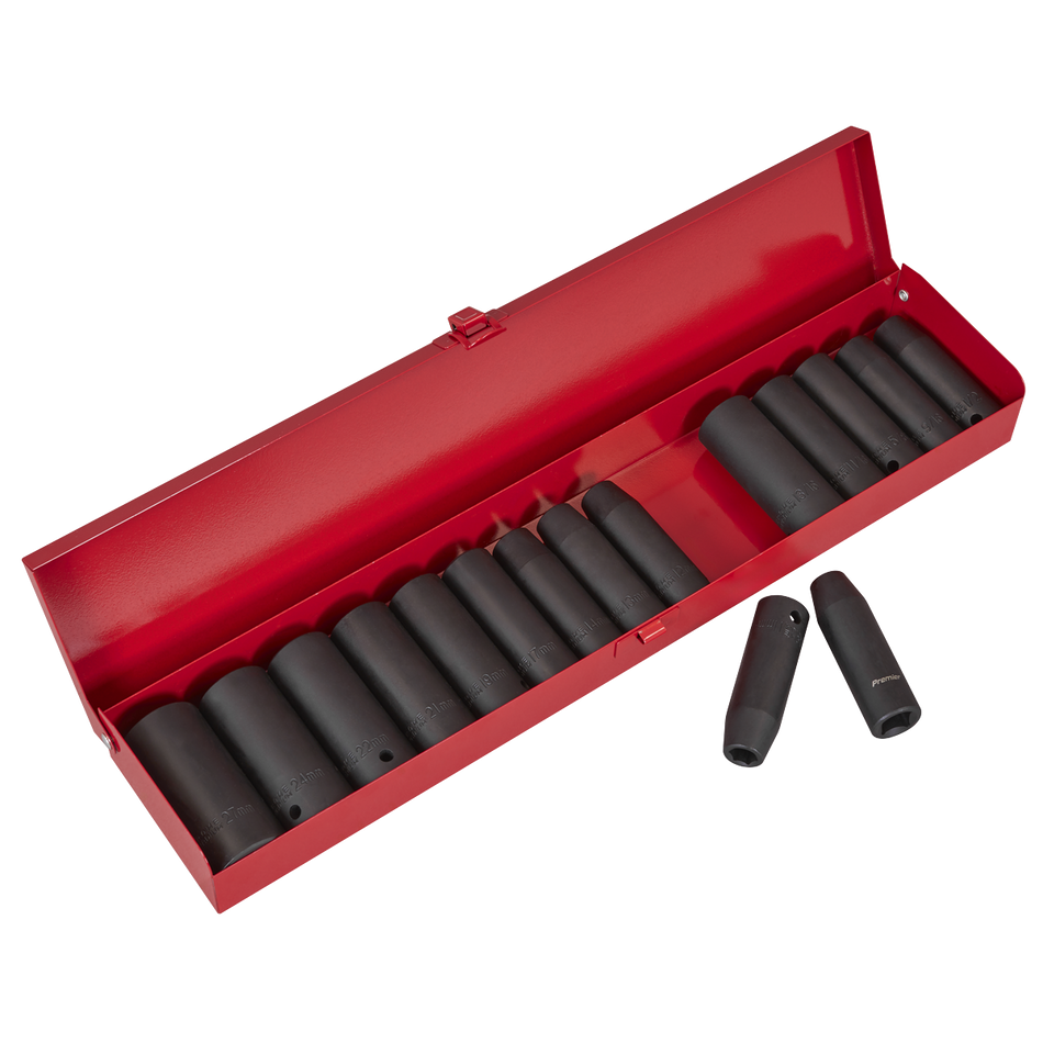 AK685 Premier Metric/Imperial Deep Impact Socket Set 1/2"Sq Drive 16pc