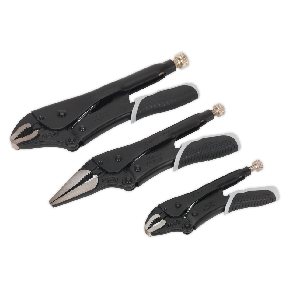 AK6863B Premier Black Quick Release Locking Pliers Set 3pc