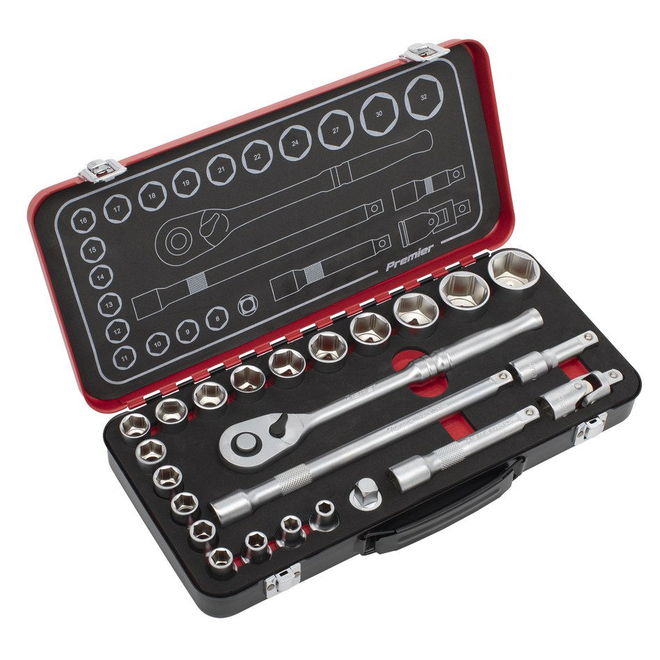 AK7924 Premier Platinum Socket Set 1/2"Sq Drive 24pc